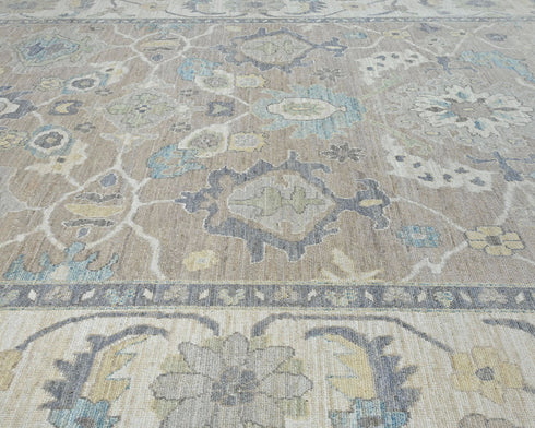 10x14 Brown Oushak Turkish Hand Knotted Soft Wool Area Rug